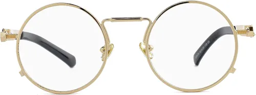 Vista 4 de EYLRIM Gafas de sol redondas steampunk hippie montura de metal gótico lente de bloqueo UV 100