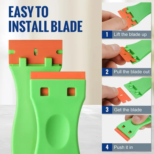 Vista 4 de WORKPRO Kit de raspador de hoja de afeitar de plástico, 3 raspadores con 120 cuchillas
