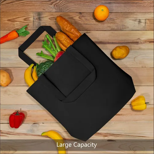 Vista 4 de TOPDesign - Paquete de 1 bolsa de lona de algodón, superfuerte, 12 onzas, bolsa para compras reutilizable, de tela, diseño moderno, en dos tonos