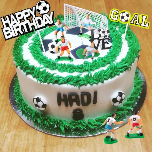 Vista 7 de 19 piezas de decoración de pastel de fútbol – decoración temática de jugador de fútbol para fiesta de fútbol, suministros de fiesta de cumpleaños