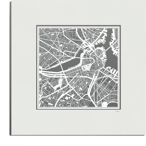 Vista 153 de O3 Design Studio San Diego, CA Paper Cut Map Matted Grey 20x20 in Paper Art