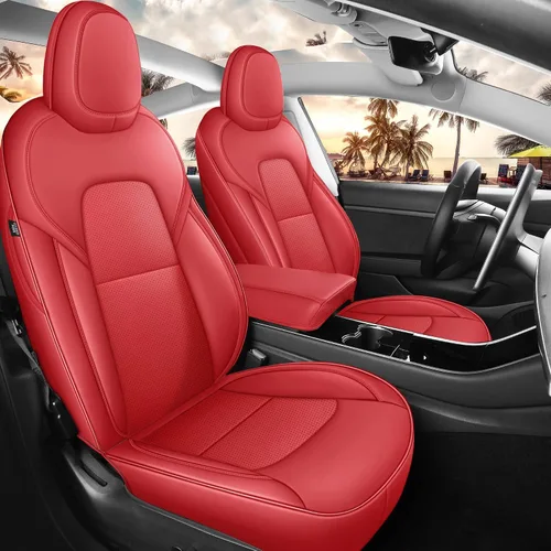 Vista 13 de Funda de asiento para modelo 3 2017 2018 2019 2020 2021 2022 2023, funda de asiento personalizada para Tesla Model 3, compatible con bolsa de aire