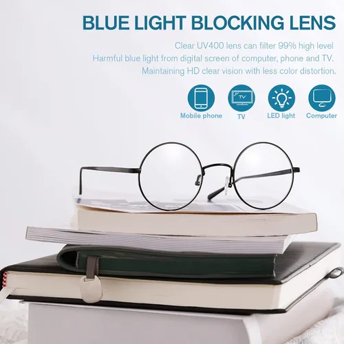 Vista 2 de Pro Acme Lentes transparentes con marco de metal redondo retro sin receta