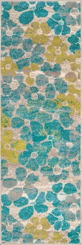 Vista 3 de Unique Loom Azalea Collection - Alfombra de área - Encore (Runner 2' 0" x 6' 0", azul/marfil)