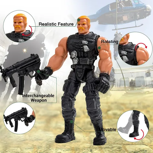 Vista 5 de 12 piezas de figuras de acción de hombres del ejército, juego de juguetes de soldados militares para niños, figura de acción de hombres del ejército