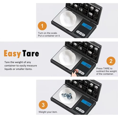 Vista 3 de Smart Electric - Báscula digital de gramo de bolsillo, 3.53 oz x 0.00 oz, báscula de joyería, báscula de alimentos, báscula de cocina, color negro