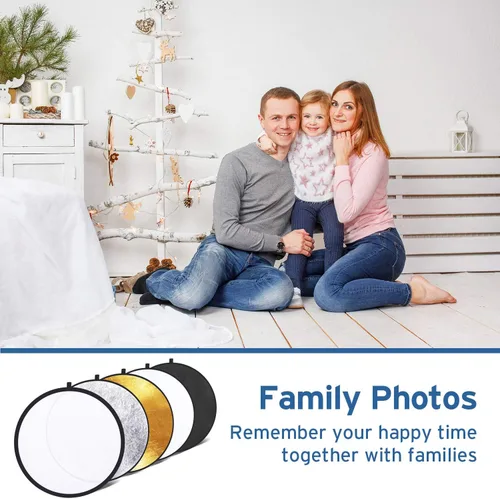 Vista 8 de Etekcity Reflector para fotografía de 24 pulgadas (60 cm) 5 en 1, reflectores de luz multidisco para fotografía, plegable con bolsa - Translúcido