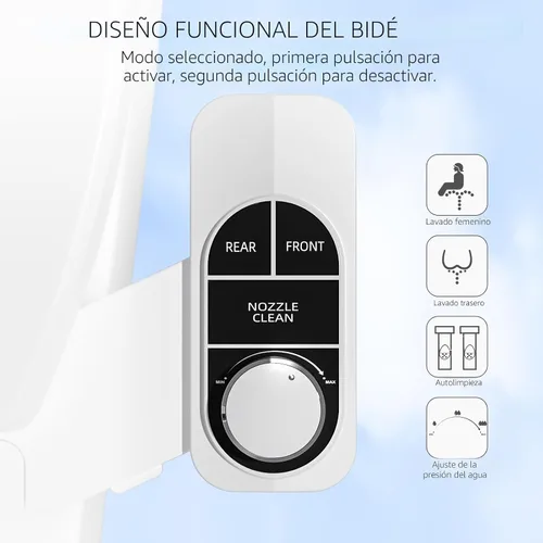 Vista 3 de SAMODRA Accesorio de bidé no eléctrico para inodoro, boquilla doble autolimpiante (lavado frontal y trasero), presión de agua ajustable, se adapta a