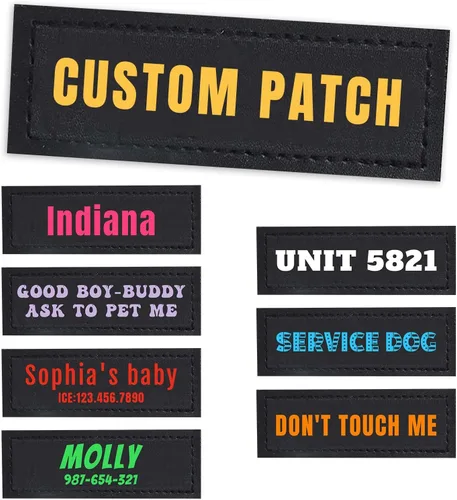 Vista 15 de Parches personalizados con nombre para arnés o collar de perro, texto personalizable, parches tácticos extraíbles, 2 parches personalizados