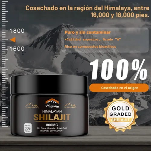 Vista 2 de Shilajit Resina Orgánica Pura del Himalaya - 800mg Resina Shilajit Grado Oro con Ácido Fúlvico y Más de 85 Complejo de Oligoelementos para Energía