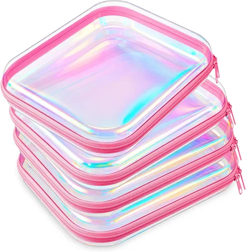 Vista 20 de Hoolerry 4 piezas de estuches rígidos transparentes con cremallera, bolsas de maquillaje, estuche de plástico para lápices, contenedores de caja