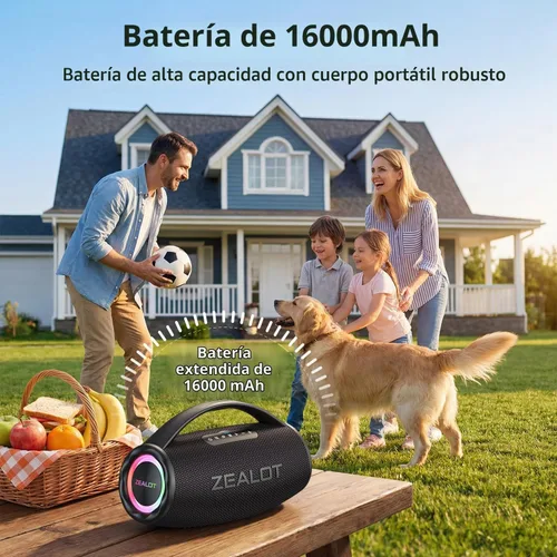 Vista 4 de ZEALOT Altavoz Bluetooth portátil para playa de 80 W, altavoz inalámbrico Bluetooth, altavoz impermeable IP67 para exterior/hogar, sonido estéreo