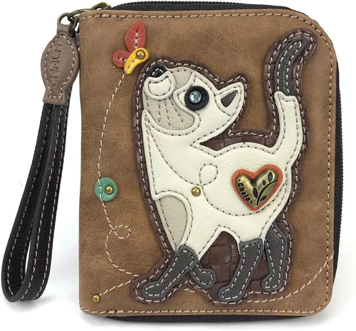 Vista 20 de Chala - Cartera con cremallera, para muñeca, 8 ranuras para tarjetas de crédito, piel sintética resistente Bluebird - Verde azulado