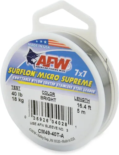 Vista 12 de American Fishing Wire Surflon Micro Supreme Nylon recubierto 7x7 de acero inoxidable, líder en alambres anudables para pesca en agua salada, pesca