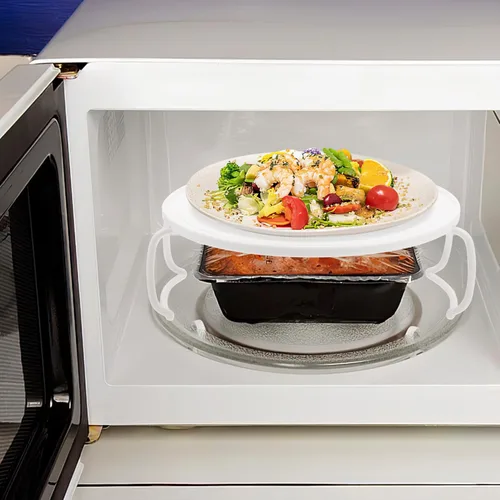 Vista 3 de Cabilock Bandeja de verduras para alimentos, 2 unidades, soporte para bandeja de microondas con capas de calefacción de plástico plegable