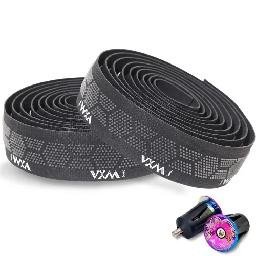 Vista 17 de VXM Cinta de manillar de bicicleta, partículas de silicona 3D para barra de bicicleta de carretera + tapones de acero arcoíris, envoltura de agarre