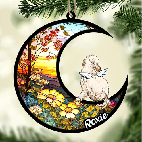 Vista 811 de LOVELYPOD Adorno de Navidad personalizado para perro Basset Hound (marrón) Basset Hound (marrón) adorno para atrapasoles de perro, razas de perros