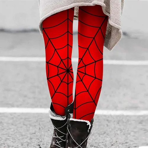 Vista 2 de Leggings de tela de araña para mujer, para invierno, de talle alto, elásticos, a la moda, para fitness, levantamiento de glúteos, con forro polar