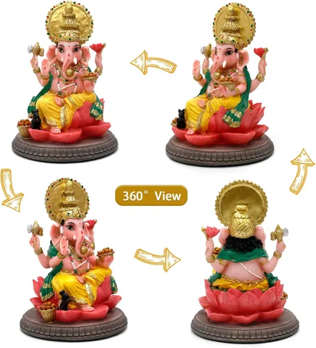 Vista 2 de alikiki Estatua de ídolo hindú de Dios Ganesha – 6.8 pulgadas hindú Murti Lord Ganesh Ganpati para oficina en casa, altar mandir templo Pooja