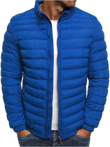 Vista 7 de Chaqueta bomber para hombre, ligera, para otoño, invierno, con cremallera, acolchada, resistente al viento, abrigo de plumón