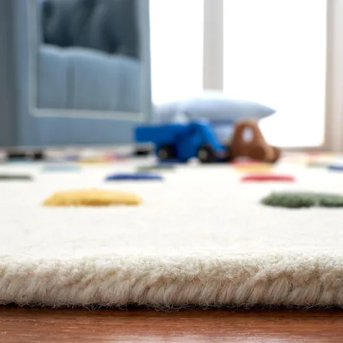 Vista 5 de SAFAVIEH Colección Kids - Alfombra de pasillo de 2 pies 3 pulgadas x 6 pies, marfil, lana de lunares hecha a mano, ideal para zonas de alto tráfico