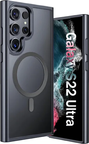 Vista 7 de ANNGELAS Funda protectora para Samsung Galaxy S22 Ultra Mag-Safe, delgada funda protectora a prueba de golpes con magnético, parte trasera dura