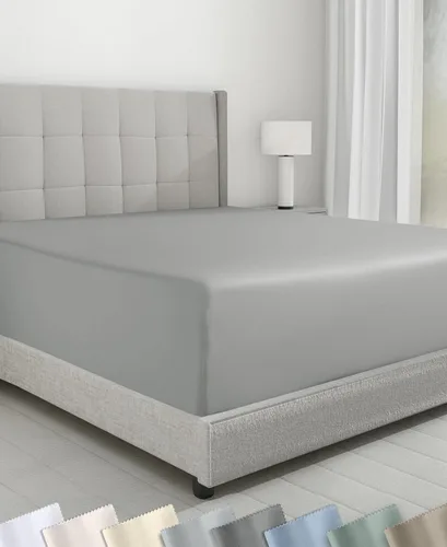 Vista 9 de California Design Den - Sábana bajera ajustable de algodón de 600 hilos, con bolsillo profundo elástico 01 - Blanco brillante