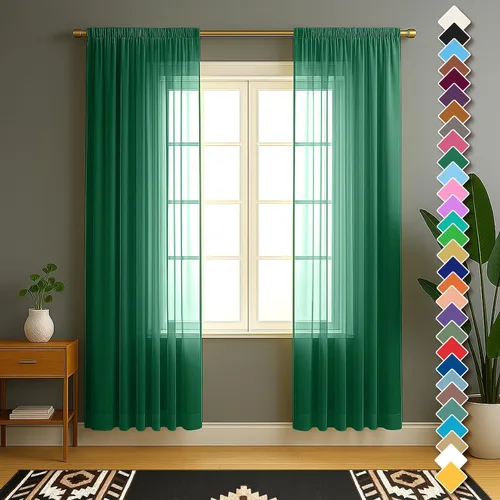Vista 10 de YHSF Cortinas traslúcidas – Juego de 2 paneles para decoración del hogar – Elegantes cortinas de gasa sólida con bolsillo para barra