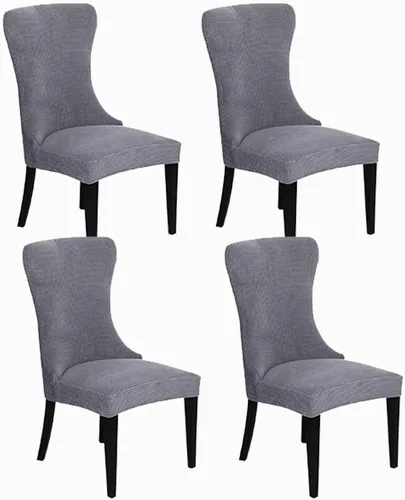 Vista 9 de XMNTG Juego de 1 funda elástica de jacquard para silla con respaldo de ala, fundas reutilizables y lavables para sillas de comedor, para banquetes