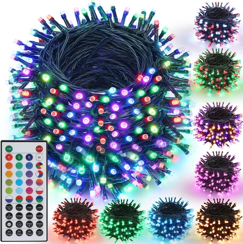 Vista 9 de Joomer - Guirnalda de luces de Halloween con 200 luces LED RGB enchufables de 66 pies