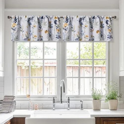 Vista 51 de MYSKY HOME Cortinas florales para puerta francesa de 40 pulgadas de largo, juego de 2 cortinas opacas de privacidad con bolsillo para barra A-verde