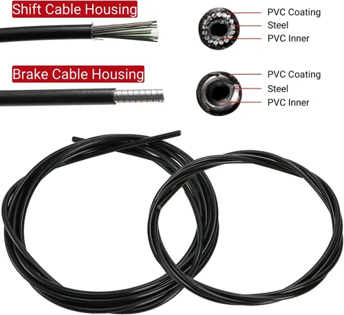 Vista 4 de Kit de cables para bicicleta (91 piezas) Bicycle Shift Brake Cable with Cutter End Caps, Stainless Steel Bike Shifter Brake Cable Housing for Road