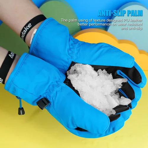 Vista 8 de Andake - Guantes de nieve impermeables y transpirables para niños de 2 a 7 años, guantes abrigados de esquí para invierno, mitones para niños y niñas