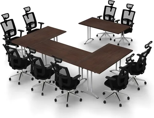 Vista 2 de Mesas de conferencia para 9 personas, mesas de reuniones, mesas de seminario, espacio compacto, modelo de colaboración máxima, 4471, 4 piezas