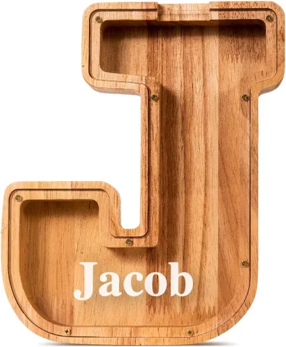 Vista 116 de SummiDate Alcancía de madera de letra para niños y niñas, Alfabeto, personalizada, regalo de cumpleaños y pascua para niños (A)