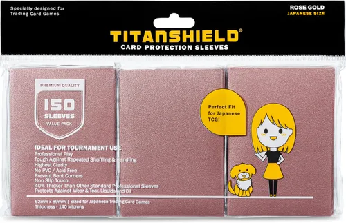 Vista 25 de TitanShield (150 mangas) tamaño pequeño japonés, fundas para tarjetas de comercio para Yu-Gi-Oh, Pelea de cartas Vanguard & More Verde