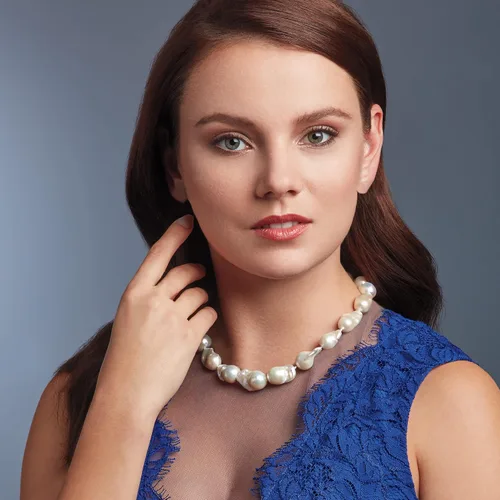 Vista 7 de Ross-Simons 12-15mm Cultured Baroque Pearl Necklace With 14kt Yellow Gold