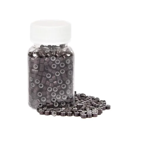 Vista 10 de 1000 anillos de microeslabones de silicona de alta calidad, cuentas forradas de 0.197 in para extensiones de cabello con punta I