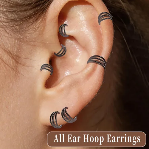 Vista 6 de Triple Nose Ring Hoop Conch Piercing Jewelry Helix Cartilage Earring