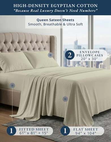Vista 320 de LANE LINEN - Sábanas individual 100% algodón egipcio suave, cómodo y grueso de calidad de hotel, costuras reforzadas totalmente elásticas, sin