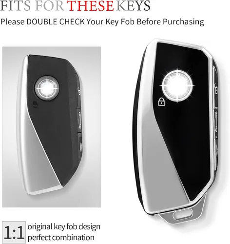 Vista 2 de OFFCURVE Funda especial para llavero BMW, compatible con BMW I7 M Sport 2023 X7 i7 xi X1 IX M5 7 Series 735Li 740 4 botones Smart Key Fob Holder