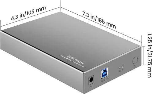 Vista 8 de Carcasa para disco duro RSHTECH USB 3.0 a SATA de aluminio para disco duro externo de 3.5 pulgadas HDD SSD hasta 16TB, soporte UASP (RSH-339) Caja