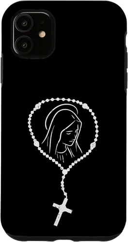 Vista 16 de iPhone 16 Rosario Virgen María Dios Jesús Fe Religioso Católico Estuche de Regalo