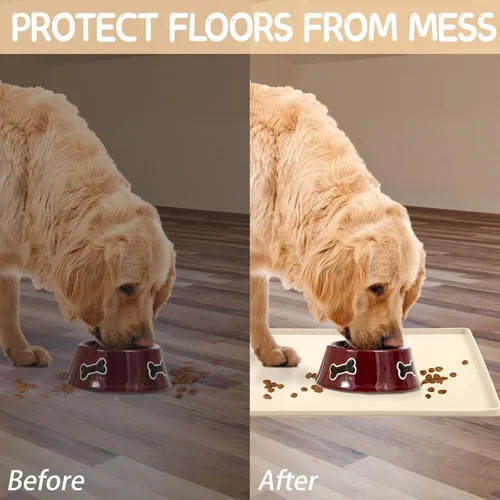 Vista 7 de MateeyLife Tapete de Silicona para Comida de Gatos y Perros para Pisos Impermeable, Tapetes Antideslizantes para Tazones de Perros para Comida