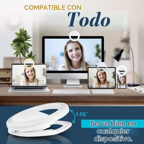 Vista 2 de GearLight Anillo de luz para selfie para computadora o teléfono, iluminación LED compatible con iPhone para cámara web de laptop, grabación
