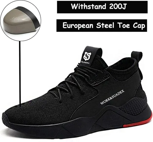 Vista 2 de SUADEX - Zapatos de trabajo indestructibles con punta de acero para hombres y mujeres, ligeros, a prueba de punciones, ventilados
