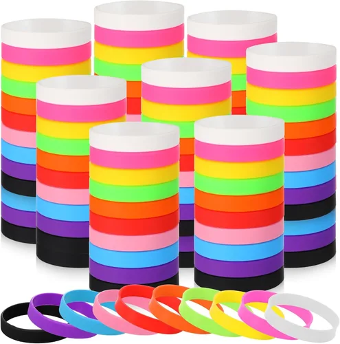 Vista 14 de Liliful 100 pulseras de goma de silicona, pulseras de goma para pulseras de silicona para mujeres y hombres (negro)