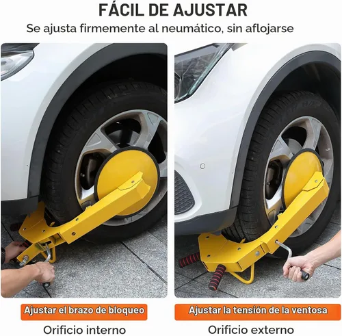 Vista 7 de VEVOR Abrazadera de bloqueo de rueda, 1 paquete de bloqueo de rueda de remolque, bloqueo de neumático antirrobo de alta resistencia, cepo
