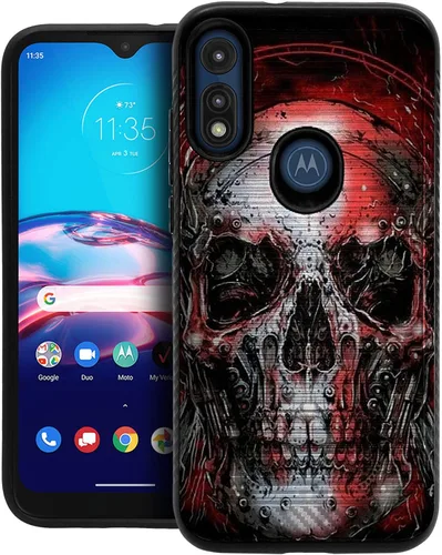 Vista 17 de CasesOnDeck Funda híbrida compatible con Motorola Moto E (2020) / Moto E [Armadura cepillada] Funda protectora delgada contra golpes