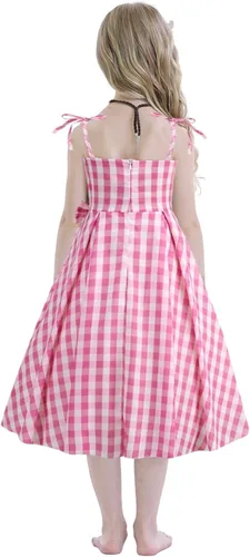 Vista 3 de Benylion Pink Costume Dress for Girls Kids Movie Cosplay Classical Dress Up Outfits Halloween Birthday Party Fancy Dresses